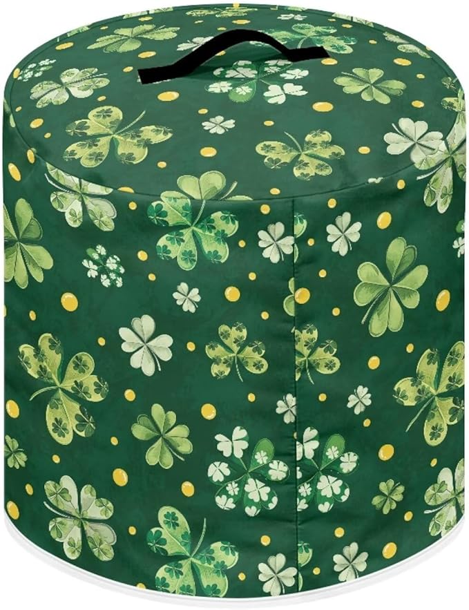 Xoenoiee Green Clover Print Kitchen Appliance Dust Cover with Pockets, Electric Pressure Cooker Cover Compatible with Crock Pot for St.Patrick's Day Decor, Rice Cooker Covers, for 6 Qt