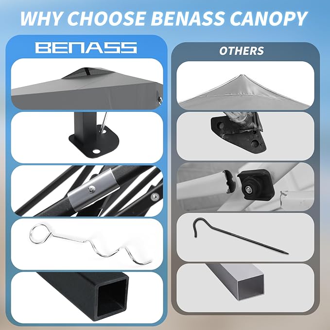 12x12 Pop Up Canopy, Easy Up Canopy Tent, Heavy Duty Tents for Parties, One Person Set Up Event Tent, Light Grey
