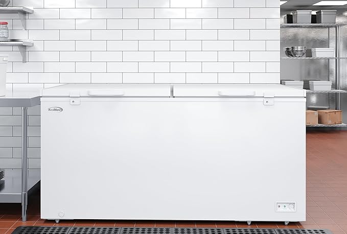 KoolMore KM-SCF-30C 79 in. Commercial Two-Door Chest Freezer, 30 Cu. Ft. in White, ETL Listed