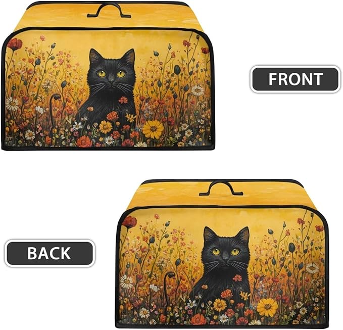 Black Cat Crock Pot 6-8 Quart Slow Cooker Dust Cover Set for Kitchen Appliances