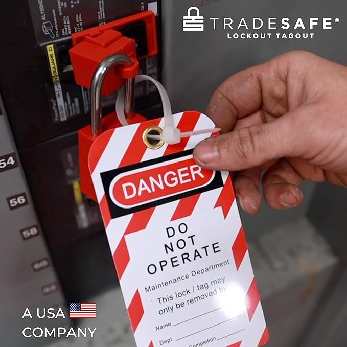 TRADESAFE Lockout Tagout Tags - 30 Danger Do Not Operate Tag with 30 Zip Ties, Premium 32 mil Vinyl, OSHA Compliant Loto Tags for Lock Out Tag Out, Equipment Repair