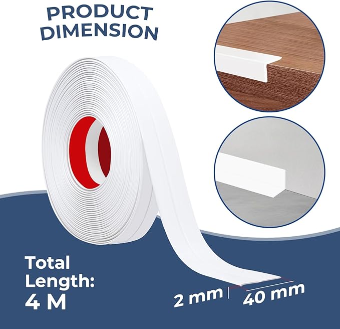 Storystore Wall Corner Protector Moulding Trim 1.6 in x 13 Ft,Peel and Stick Corner Moulding Trim, Self Adhesive Corner Guards Edge Protector for Wall Edge Corner, Countertop,White