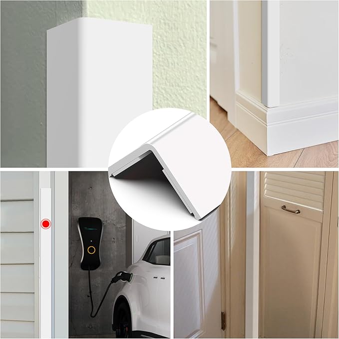 Wall Corner Protector, Walls Edge Protector，Self-Adhesive Wall Corner Guards,PVC Double Side Edge Protector， Furniture Stairs Guard (Pure White 2PCS 117cm/46in)
