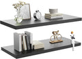 Wall Shelf Set of 2, Black Floating Shelves 30 in W x 10 in D x 1 in H, Wooden Floating Wall Shelf with Invisible Brackets for Living Room/Bedroom/Bathroom/Kitchen Storage and Decor