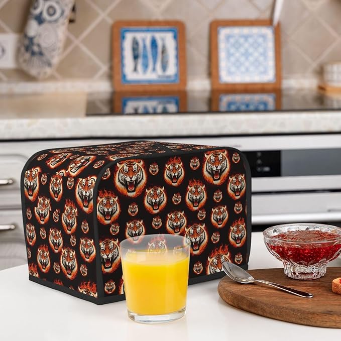 2 Slice Toaster Dust Cover Angry Fierce Wild Animal Art, Stain Resistant Washable Fabric, Fingerprint Protection Kitchen Accessories