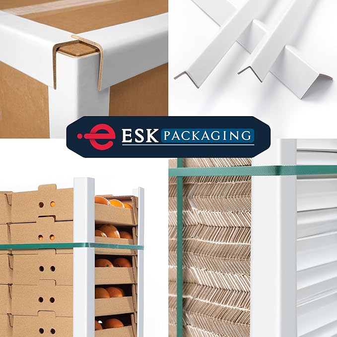 Cardboard Edge Protectors for Shipping - 2"W x 2"D x 36"L, Medium Duty .160 ga, Pallet Corner Protectors, Angle Boards, White, 50/Pack