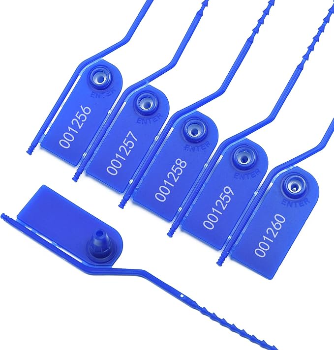 1000 PCS Plastic Tamper Seals Pull Tight Security Seals Tags Breakaway Seals Numbered Zip Ties Disposable Self-Locking Ties for Fire Extinguisher, Tear Off Type, 210mm Length