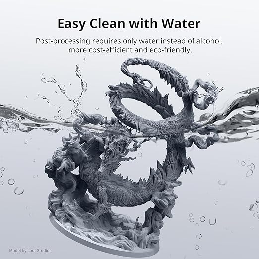 ANYCUBIC Water Washable 3D Printer Resin 2.0, 405nm High Precision 3D Resin, Low Shrinkage Photopolymer Resin for 4K/8K/12K Capable LCD DLP Resin 3D Printer Printing (Grey, 500g)