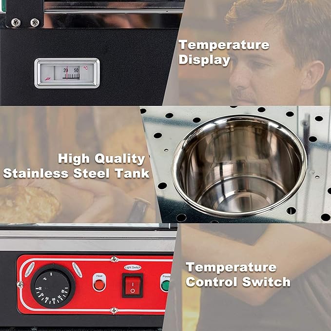 Commercial Food Warmer, 3 Tier Countertop Pizza Warmers Display Pastry Patty Warmer w/ 3D Heating with LED Lighting for Buffet Restaurant Shop Heater Food Service L15'' x W19'' x H25''