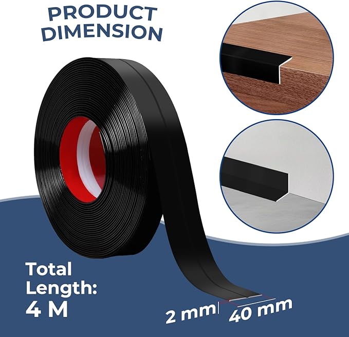 Storystore Wall Corner Protector Moulding Trim 1.6 in x 13 Ft,Peel and Stick Corner Moulding Trim, Self Adhesive Corner Guards Edge Protector for Wall Edge Corner, Countertop,Black