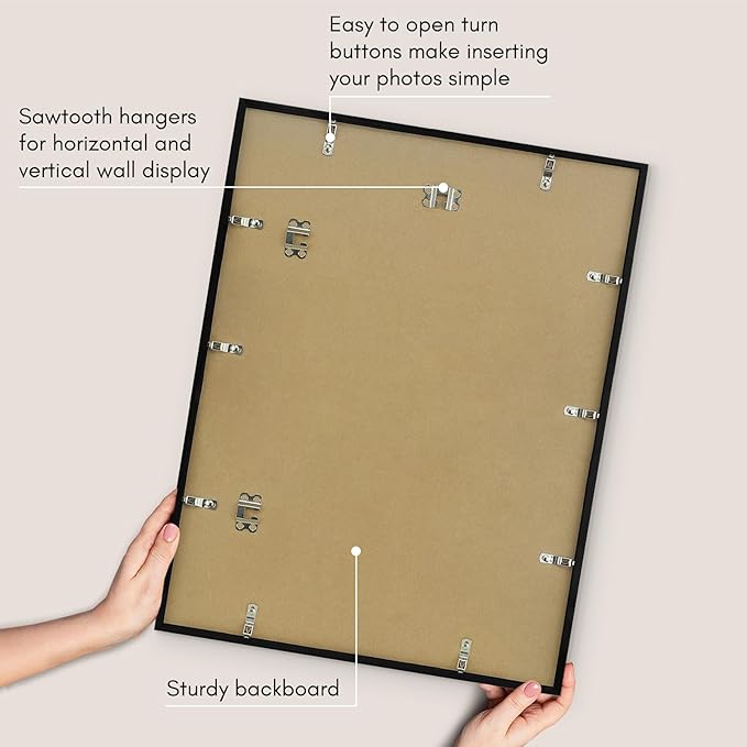Americanflat 17x22 Picture Frame with Polished Plexiglass - Streamline Collection - Thin Border Picture Frame for Wall Display - Hanging Hardware Included - Black