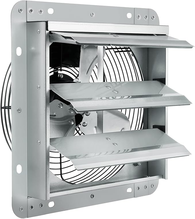 VEVOR 10'' Shutter Exhaust Fan, High-speed 820 CFM, Aluminum Wall Mount Attic Fan with AC-motor, Ventilation and Cooling for Greenhouses, Garages, Sheds, Shops, FCC