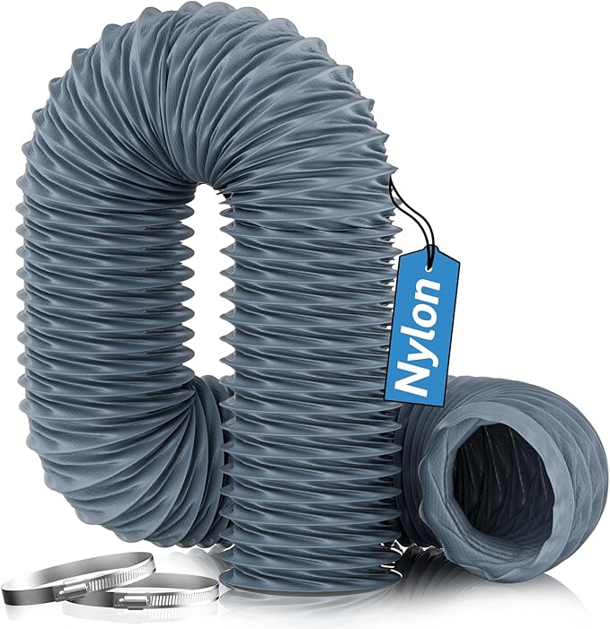 Hon&Guan Diesel Heater Ducting 3" x 16FT, Nylon Flexible Duct Hose, Heavy Duty Hose for Diesel Heater, 3D Printer, Laser Machine, Dryer Vent, RV, Boat Blower, Grey