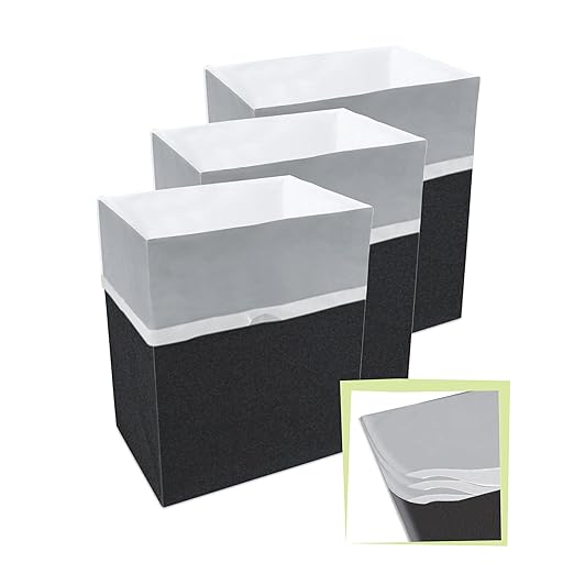 13 Gallon Disposable Pop-Up Trash Cans (3-Pack, Multi-Liner) with Fitted Bags – Foldable Garbage & Recycling Bins for Parties, Events & Kitchen (Black, 17" H x 13.5" W x 10" D)