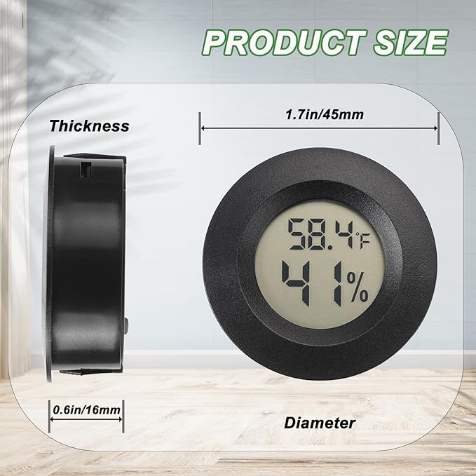 Mini Hygrometer Digital Thermometer Humidity Meter Hygrometer Thermometers Indoor/Outdoor Humidity Monitor Reptile Thermometer for Greenhouse Garden Cellar Fahrenheit(℉)/ Celsius(℃) 4 Pack