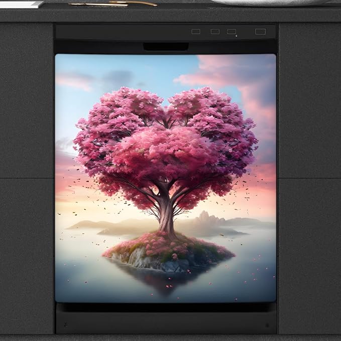 Valentine Day Tree Dishwasher Magnet Cover Magnetic Dishwasher Decorative Cover Front Dishwasher Door Covers Reuseable Dishwasher Covers Decal for Kitchen Home Decorative