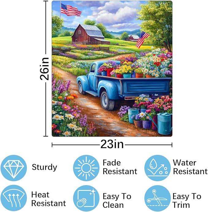 Dishwasher Magnet Cover American Flag Flower Truck Front Dishwasher Cover Decoration Reusable Magnetic Door Cover Panel Decal Home Appliances Stickers Kitchen Refrigerator Fridge 23"x26"