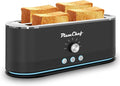 4-Slice Toaster, Extra Wide Long Slot Toaster, 7 Browning Settings, Defrost/Reheat Functions, Removable Crumb Tray, Stainless Steel Housing 1350W, Anti-Fingerprint & Anti-Jam(Black)