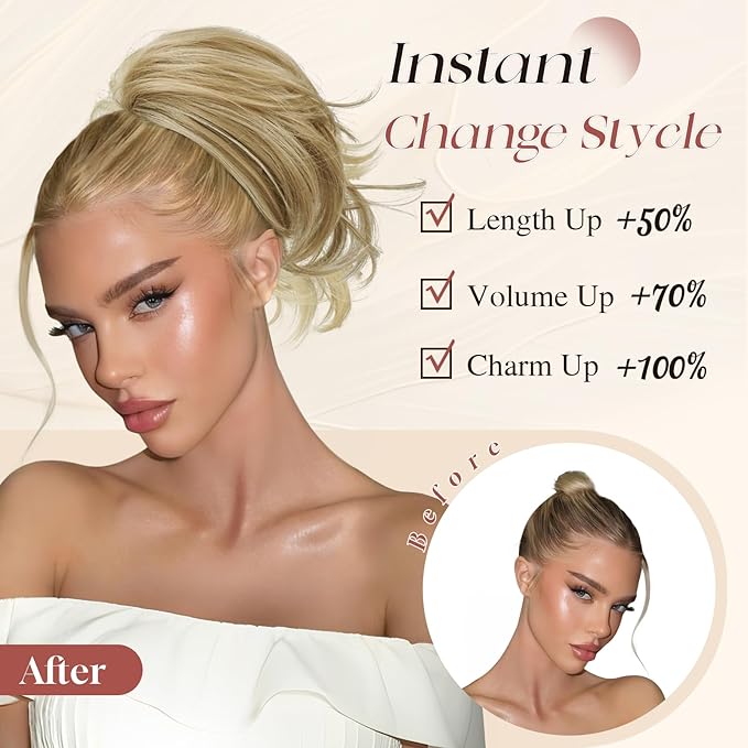 SOFEIYAN Claw Clip Short Ponytail Extension DIY Bendable Wires Hair Bun Fluffy Fake Hair Piece Straight Synthetic Hair Ponytail Extensions for Wonen - Light Silver Grey