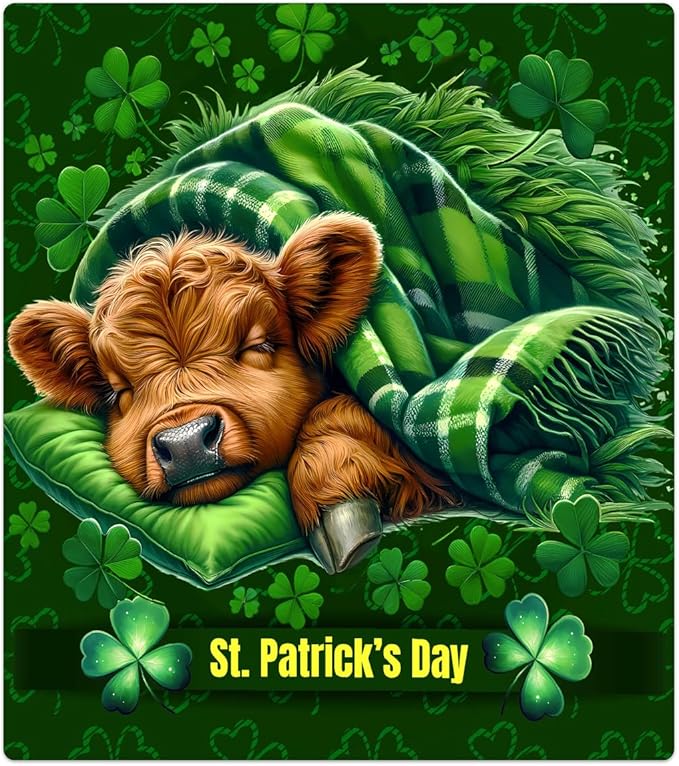 St Patrick Green Highland Cow Dishwasher Magnet Cover Magnetic Dishwasher Decorative Cover Front Dishwasher Door Covers Reuseable Dishwasher Covers Decal for Kitchen Home Decorative