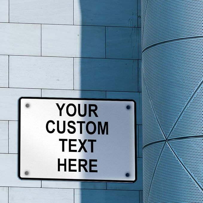 Aluminum Weatherproof Metal Sign Multiple Sizes Custom Personalized Text Here White Black Traffic Regulation Horizontal Street Signs 14x10Inches