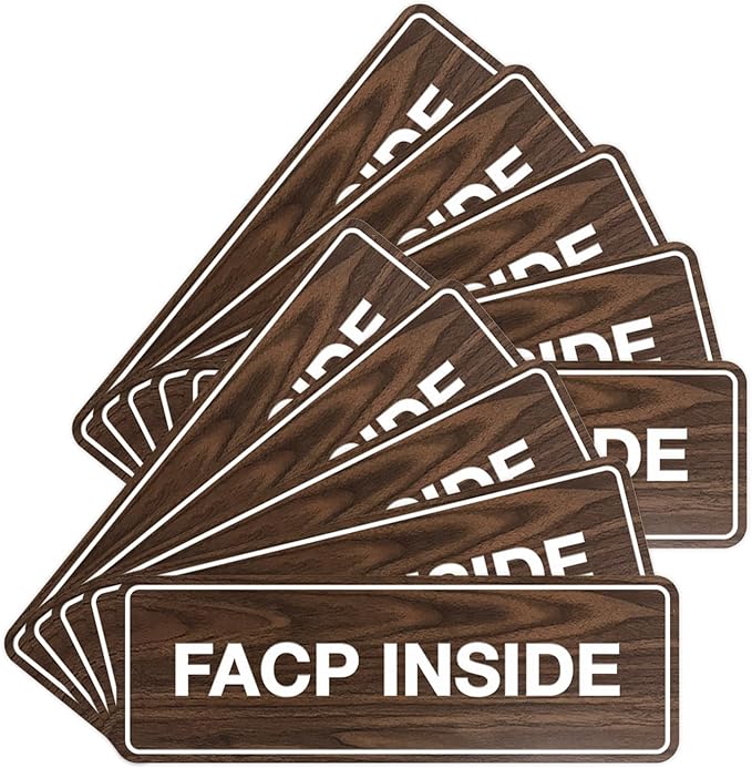Signs ByLITA Standard FACP Inside Sign | Fire Safety Signage (Walnut) - Medium 10 Pack