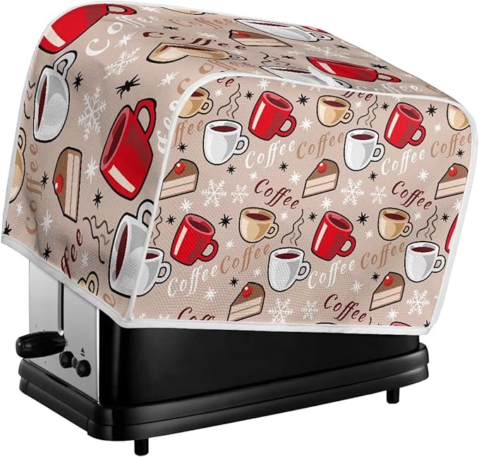 Coffee Snowflake Print Toaster 2 Slice Cover Kitchen Accessories Decor Bread Maker Dustproof Fingerprint Protectors