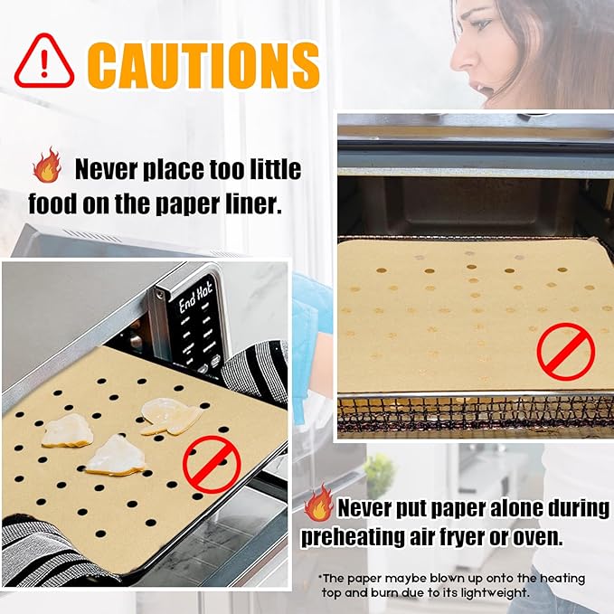 GOAUS Parchment Paper Sheets 12 x 12 Inch, Square Disposable Liners 125 pcs for Air Fryer Toaster Oven, Unbleached Baking Paper Fit Ninja SP, Cuisinart, Breville, Instant
