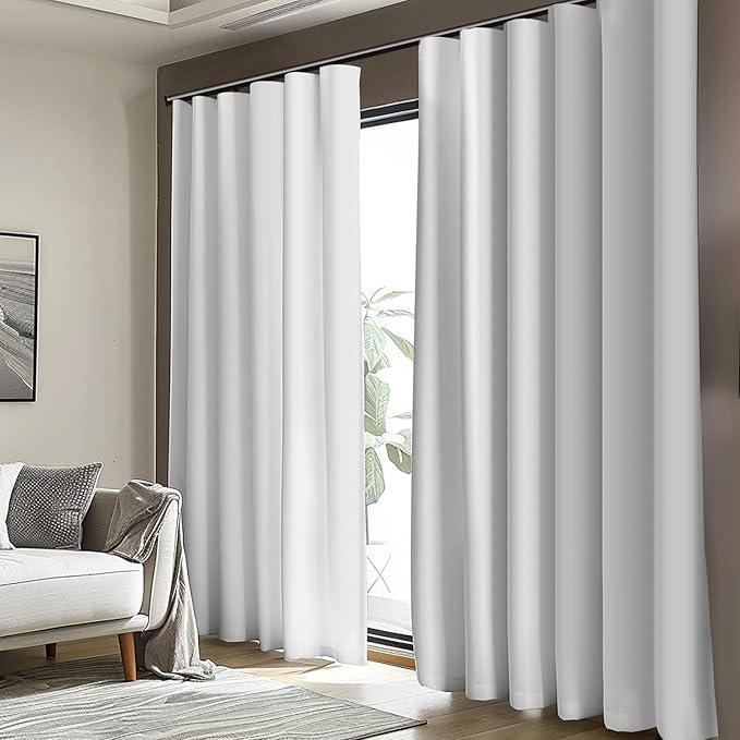 Room Divider Blackout Curtain Track Curtains Wall Dividers Panels Screen for Living Rooms Bedroom Office Privacy Partition Separation, W180 × L108 Inch,1 Panel, White