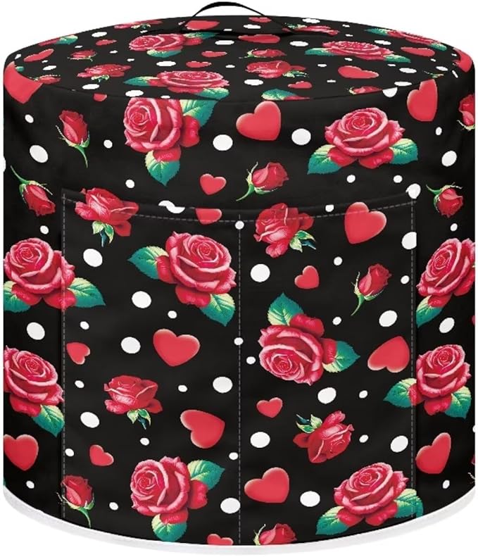 Dust Cover for 6 Quart Instant Pot and Extra Accessories,Red Rose Print Dust Proof Easy to Clean Pressure Cooker Cover Electric Appliance Cover Air Fryer Accessories with Pocket