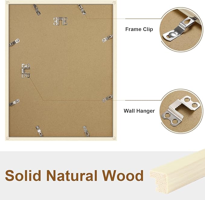 Vittanly 11x14 Picture Frame Set of 2, Solid Wood Frame for Wall Art Photo and Prints, Display Photo 8x10 with Mat or 11x14 without Mat, White