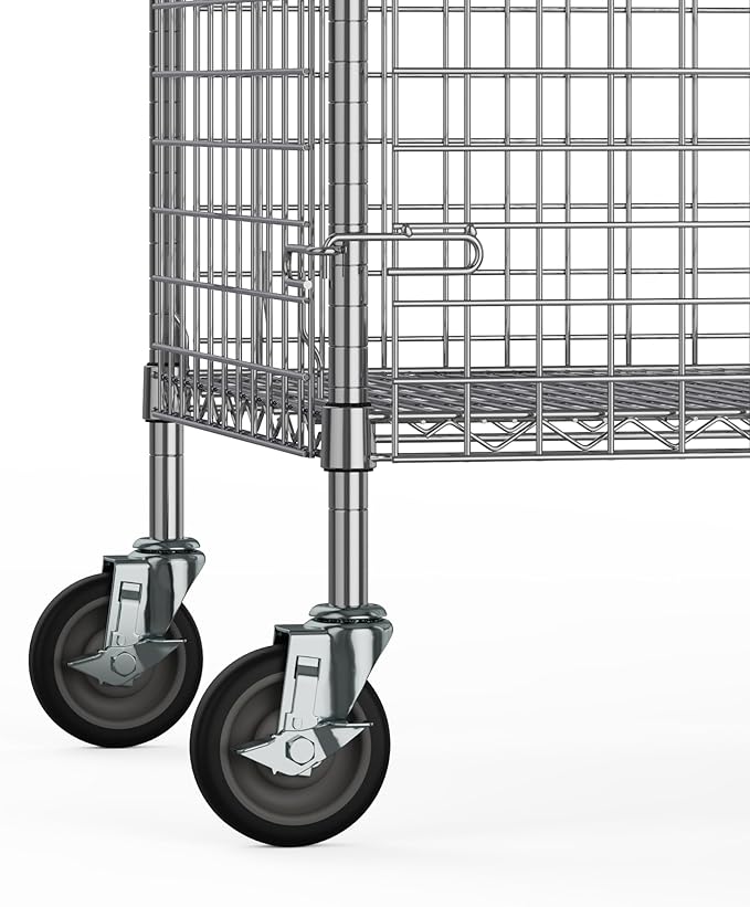 18" W x 60" L x 69" H Heavy Duty Utility Commercial Grade Metal Storage NSF Unit | Chrome Mobile Security Wire Cage Kit