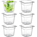 CURTA 6-Pack 1/6 Size 6" Deep NSF Polycarbonate Food Pans | Dishwasher & Freezer Safe Clear Container for Prep Tables, Buffet, Salad Bar, Commercial & Home Kitchen