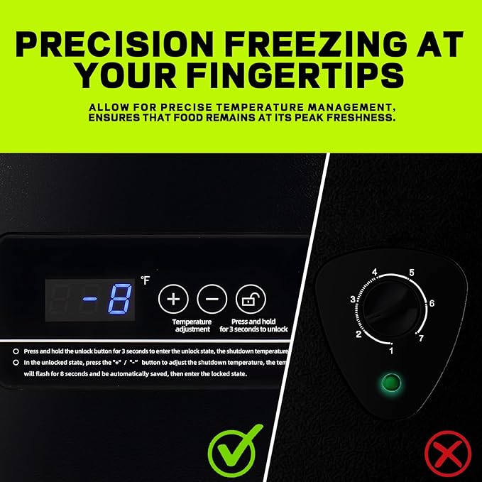 Small Mini Chest Freezer with 2 Hanging Baskets Electronic Control to 1℉Top Open Door Open Freezer Energy Saving Quiet Operation Perfect for Dorm, Garage and RVS, Black