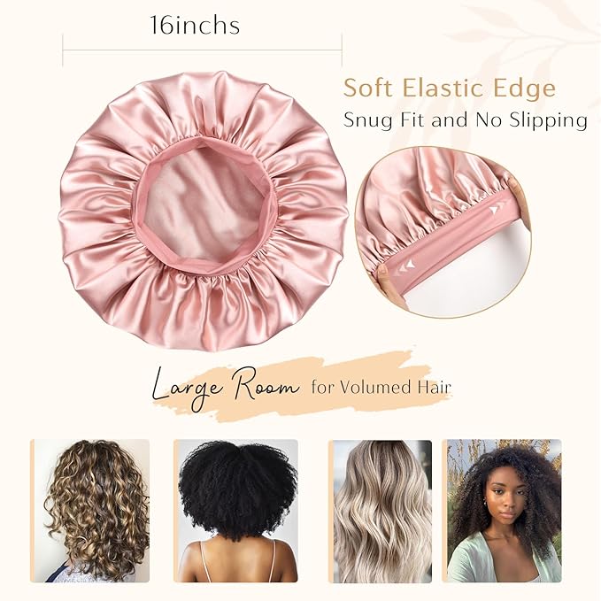 YANIBEST Silk Bonnet for Sleeping Women, Double Layer Hair Satin Bonnets with Elastic Band, Sleep Cap Curly Natural Hair