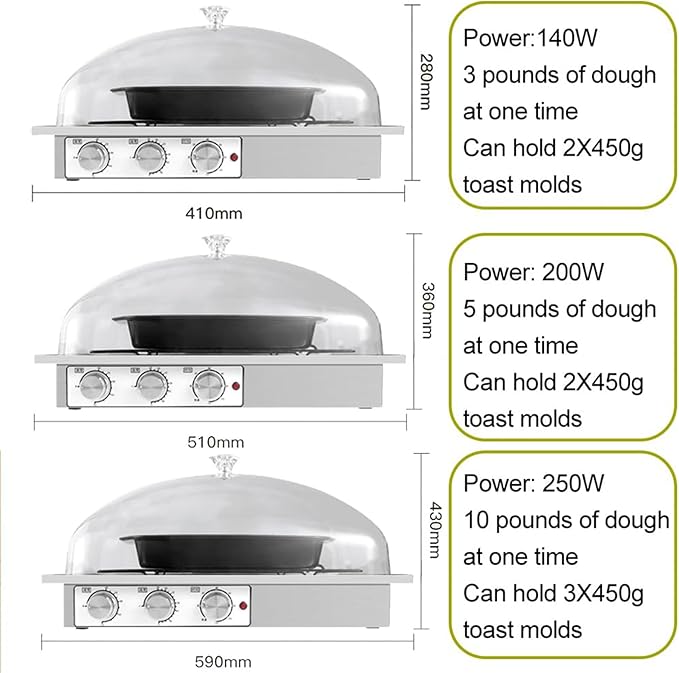 Electric Dough Proofer, Large Capacity Bread Proofing Box, Humidity & Temperature Adjustable, 0-120min Timing, Fermentation Tank Proofing Box, for Baking (S)