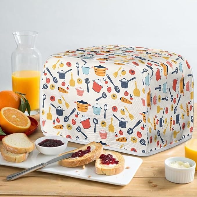Cooking Accessories Cartoon Pattern Two Slice Toaster Cover,Kitchen Small Appliance Covers Home Table Decor Microwave Oven Dustproof Cover