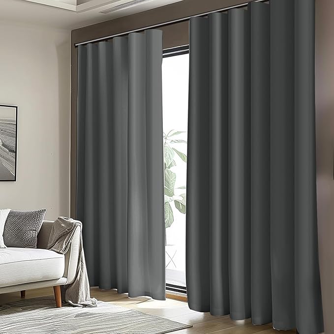 Room Divider Blackout Curtain Track Curtains Wall Dividers Panels Screen for Living Rooms Bedroom Office Privacy Partition Separation, W150 × L84 Inch,1 Panel, Grey
