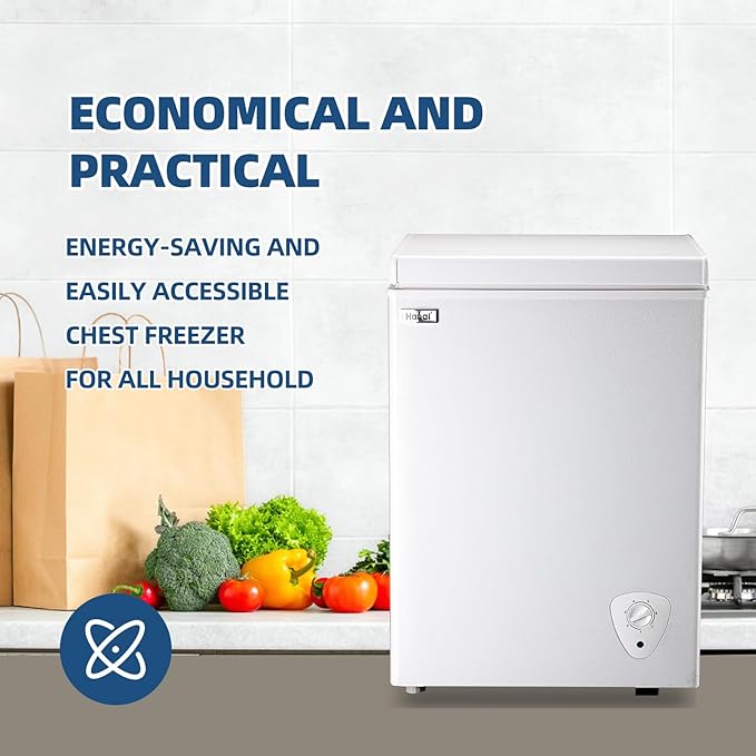 Chest Freezer Small Deep Freezer 3.5 Cu.Ft Mini Freezers Top Door Freezer Adjustable 7 Thermostat Removable Basket for Garage Basement Apartment Kitchen RV