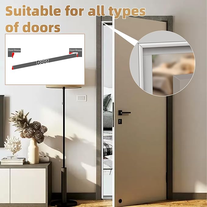 2Pcs×196" Wedge-Shape Foam Window Weather Stripping Door Seal Strip,Soundproofing Frame Insulation Tape for Exterior Front Door,Noise Cancelling Window Inserts,Door Gap Filler Light Blocker,White