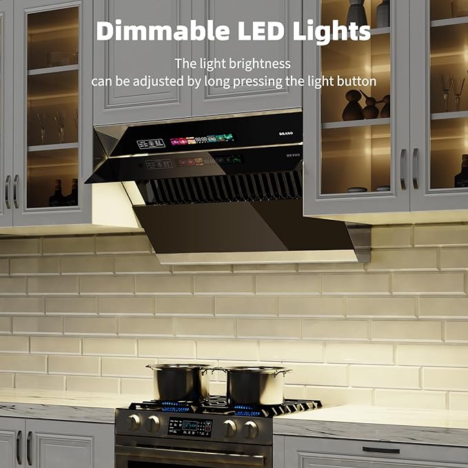 BRANO Under Cabinet Range Hood 30 inch, 900CFM Vent Hood with Voice/Gesture/Touch Control Control, Unique Side-Draft Design for Modern Kitchen, Ducted/Ductless Convertible
