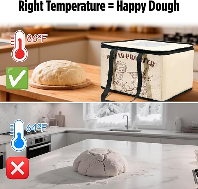 Folding Bread Proofing Box with Temperature Control (50–113℉) & 12H Timer – Compact Dough Proofer with Remote Control, Space-Saving 5-Layer Insulated Fabric, Ideal for Sourdough, Bread, Pizza, Yogurt