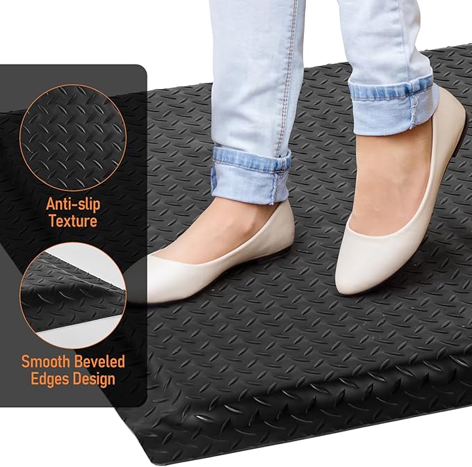 Anti Fatigue Mats Industrial 3' x 6' 15/16" Thick Ergonomic Standing Mat Commercial Kitchen Mat Heavy Duty Diamond Plate Cushioned Shop Floor Mats Helps Relieve Back and Leg Soreness