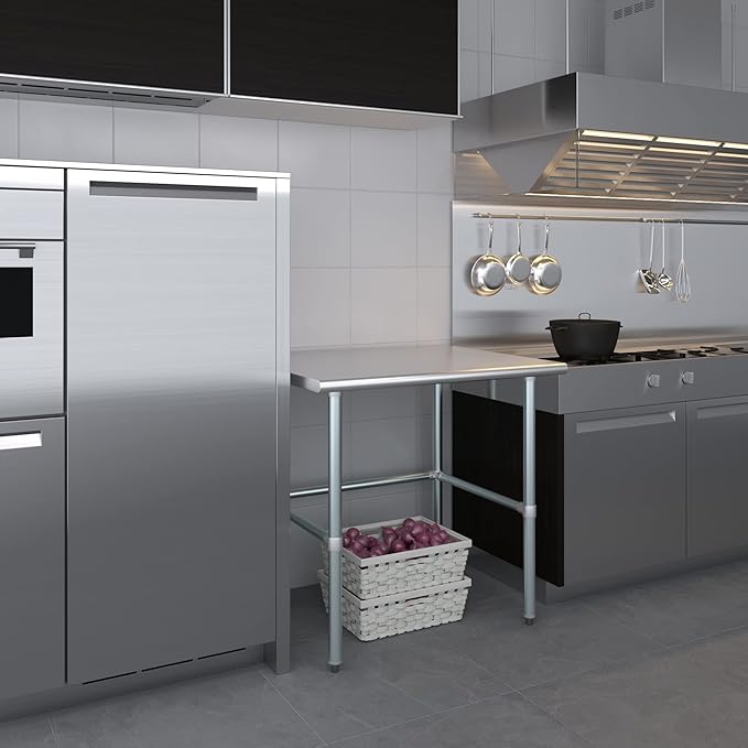 AmGood Stainless Steel Work Table Open Base | NSF Kitchen Island Food Prep | Laundry Garage Utility Bench (36" Long X 30" Deep)