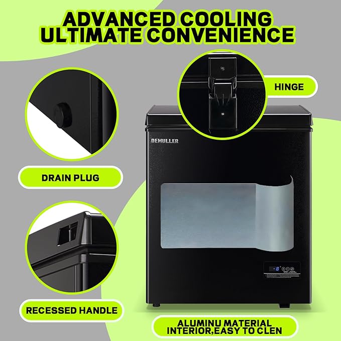 Small Mini Chest Freezer with 2 Hanging Baskets Electronic Control to 1℉Top Open Door Open Freezer Energy Saving Quiet Operation Perfect for Dorm, Garage and RVS, Black