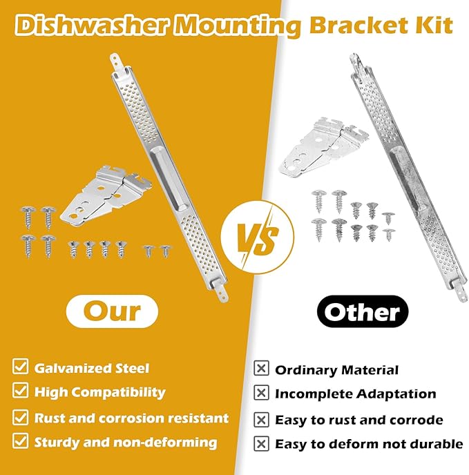 IWIWE W10426979 18" Compact Dishwasher Mounting Bracket Kit Fit for Whirlpool, KitchenAid and Maytag Compact 18 Inch Dishwasher for Granite and Quartz Countertops (W10426979 (18") – for Slim Compact)