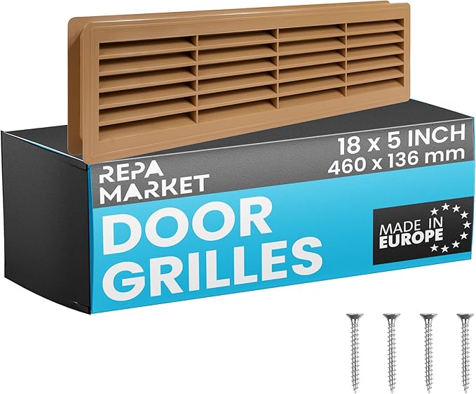 Repa Market 18" x 5" Inch (Outer Size) Oak Tree Plastic Louvered Door Vents for Interior Doors – 2 Sided Two Way Door Air Return and Intake Cover – Door Air Vent Grille Rectangular Door Vent