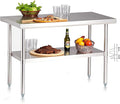 NUUK Stainless Steel Work Table 24" x 48", Commercial Kitchen Food Prep Table with Adjustable Height, Utility Worktable Metal Countertop Work Station for Restaurant, Home and Hotel