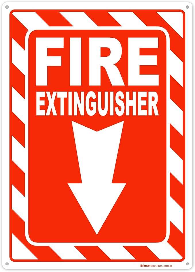 Brimar - 7" x 10" - Fire Extinguisher Sign - Polyethylene Plastic - Fire Safety Sign - Easy Installation