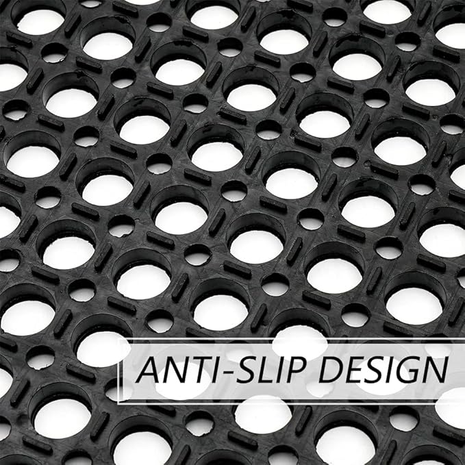 Anti-Fatigue Rubber Floor Mat - NANBOWANG Commercial Grade Grease Resistant Non-Slip Recycle Tyre Floor Mats for Restaurant Kitchen Bar Garden Outdoor Wet Area (40"X80")